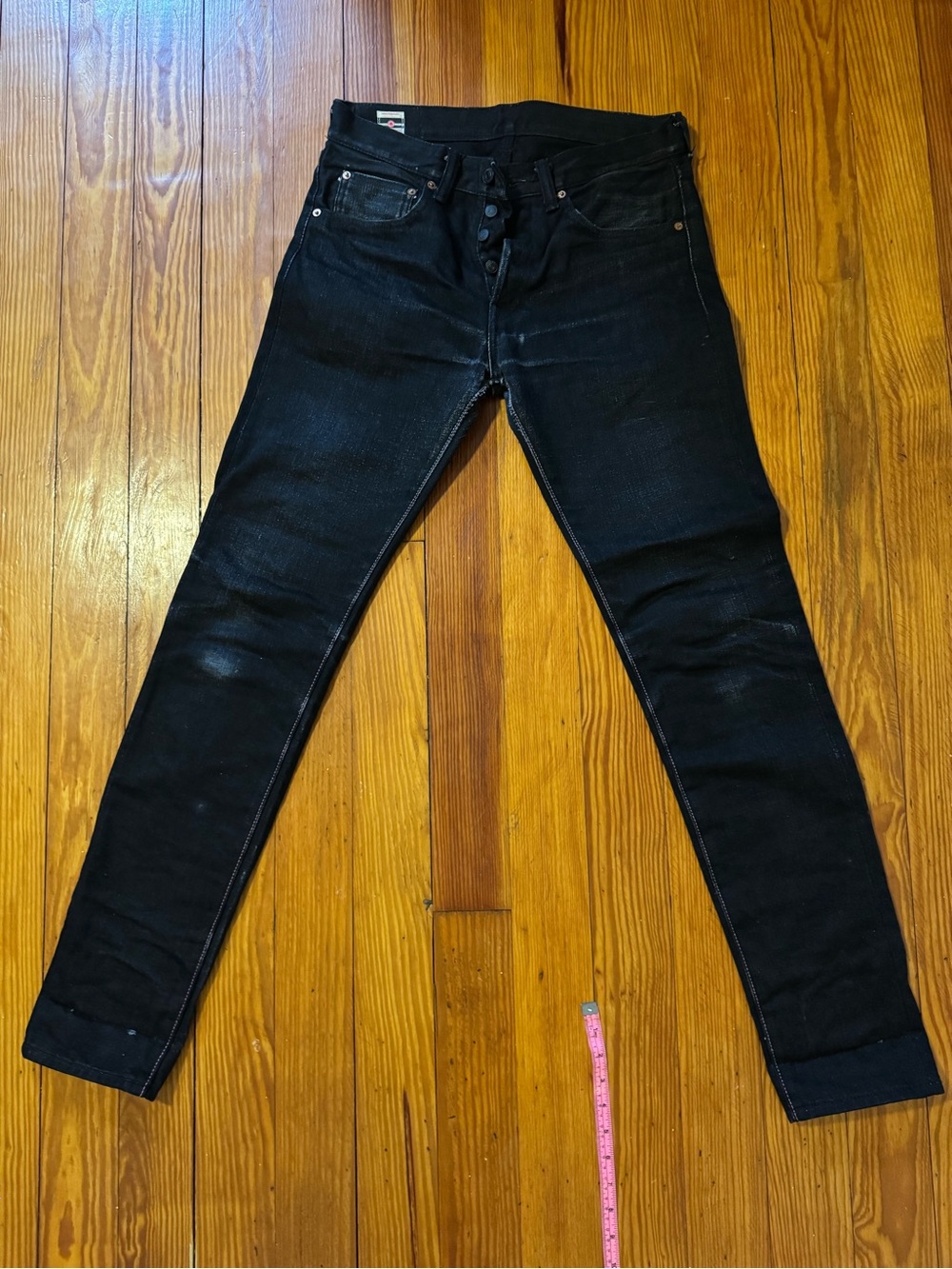 Momotaro 0306-B Black Tight Taper Slim/Skinny 15.7oz Selvedge Jeans